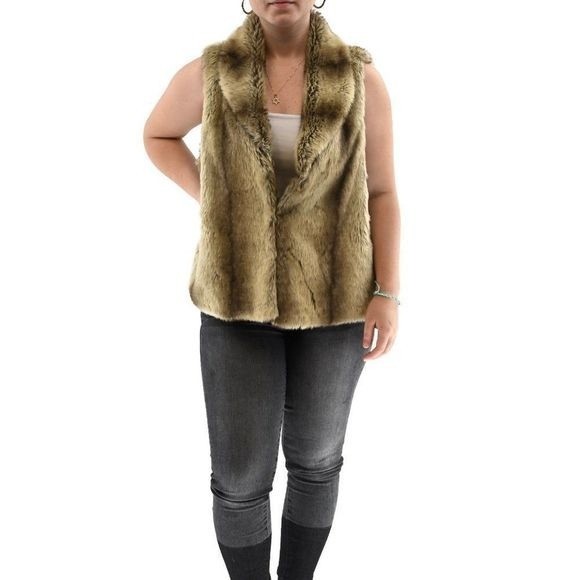 FENN WRIGHT MANSON Faux Fur Vest Brown/Blond SZ M - Picture 1 of 7